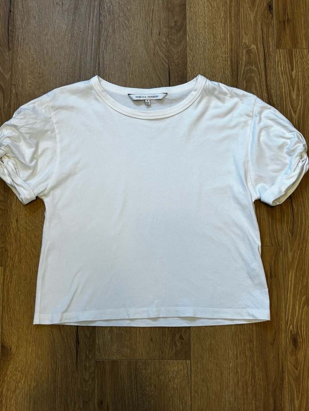 Rebecca Minkoff Puff Sleeve T-Shirt Size S White Cotton